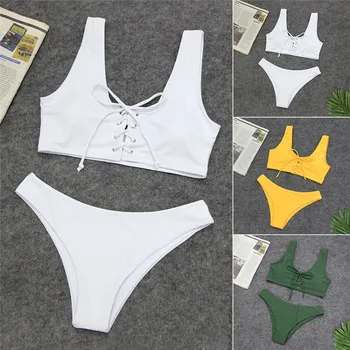 

Meihuida Swimwear Women Beach Bikini 2019 Women Bandage Bikini Set Push up Padded Brazilian Swimsuit Swimwear Beachwear Women