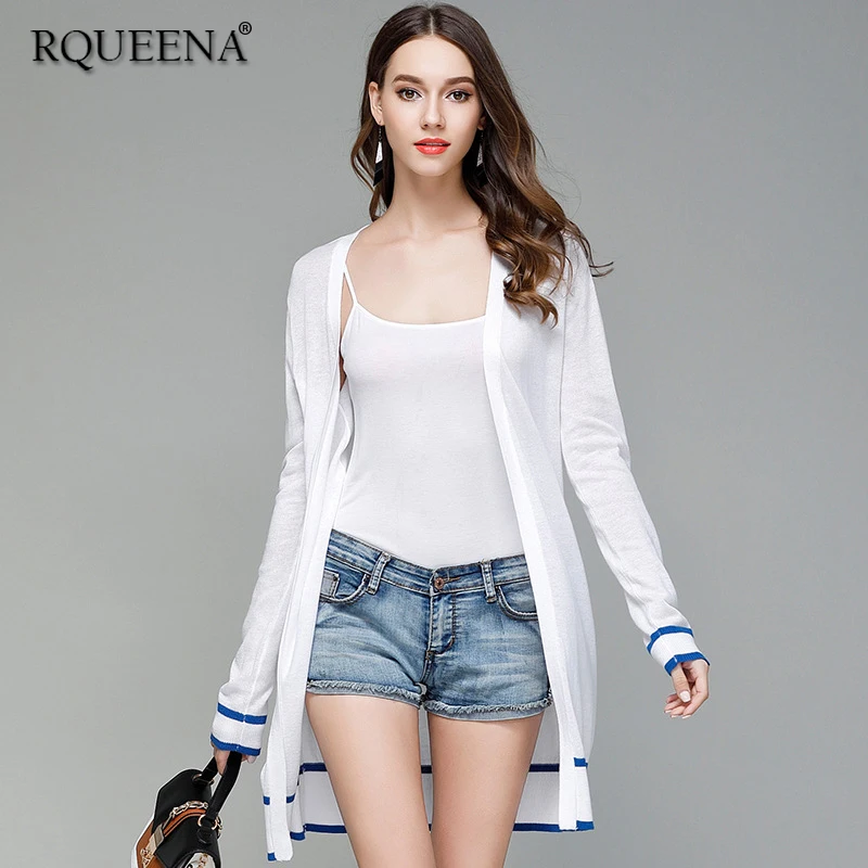Rqueena Korean Style Women's Cardigans White Female