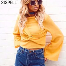 SISPELL Criss Cross футболки для женщин с круглым вырезом широкий короткий рукав женская футболка однотонные Топы уличная мода новинка