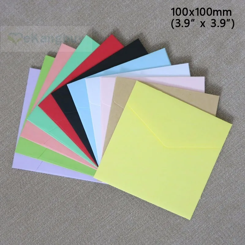 

50pcs 100x100mm(3.9" x 3.9") small Square Color Paper Envelope Card Gift Envelope