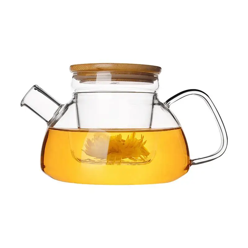 

High quality Heat Resistant Glass Flower Tea Pot,Practical Bottle Flower TeaCup Glass Teapot with Infuser Tea Leaf Herbal Coffee