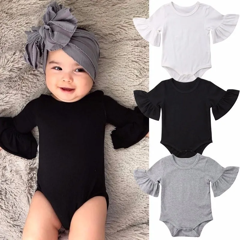 

Cute Newborn Baby Girl Clothes Bodysuits Jumpsuit Short Sleeve Ruffles Cotton Outfits Sunsuit Clothing Baby Girl Summer 0-24M