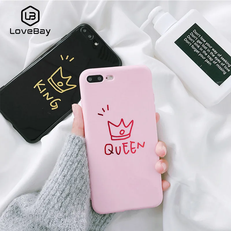 Lovebay Fashion 3D Crown Phone Case For iPhone X XR XS MAX Cover Cases 6 6S 7 8 Plus King Queen Soft TPU Glossy Coque |
