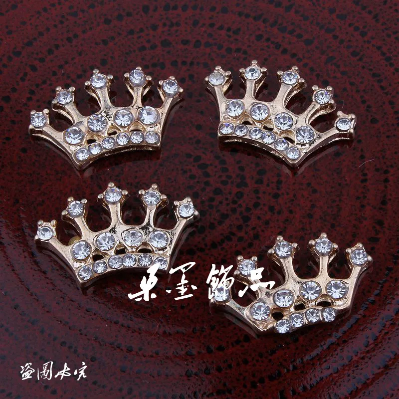 

100pcs/lot Sparkling Golden Color Crystal Rhinestone Crown Buttons Flat Back 23 x 14mm size Decoration Buttons SZ20