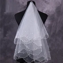 Простая и элегантная свадебная вуаль из тюля белого цвета и слоновой кости, два слоя, аксессуары для невесты, короткая женская вуаль с гребнем