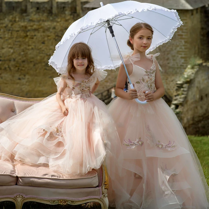 Дешевые обувь для девочек без рукавов бальные платья Милая Вышивка розовый принцесса праздничные платья 2019