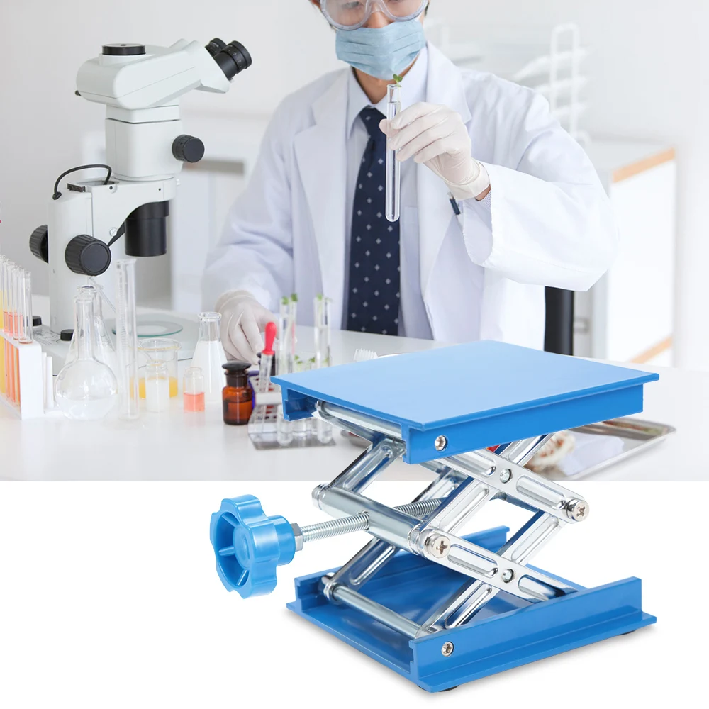 

100x100mm Aluminum Oxidation Lifting Platform Lab Jack Adjustable Lab Stand Table Rack Lab-Lift Lifter for Science Experiment
