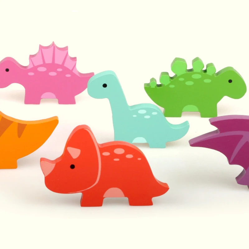 Деревянная мозаика, анимированная динозавр яйца головоломки Парк Юрского периода Динозавр 3D головоломка Дети раннего обучения и развивающие игрушки мальчиков