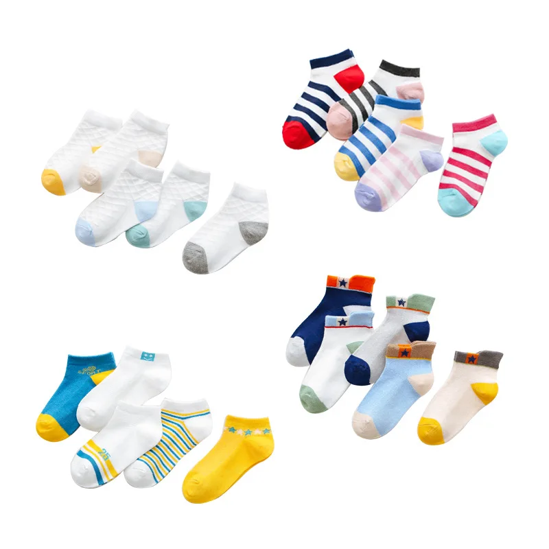 

2019 New Style Spring-Summer Cotton Diamond Grid Children's Socks Fashion nan nv Child Breathable Sweat Children's Socks Wholesa