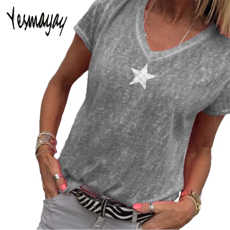 

Streetwear T shirt Women Plus size 5XL Summer Short Sleeve Top Tshirt Femme V-neck Candy Colors Shirts Women Camiseta Mujer 2019
