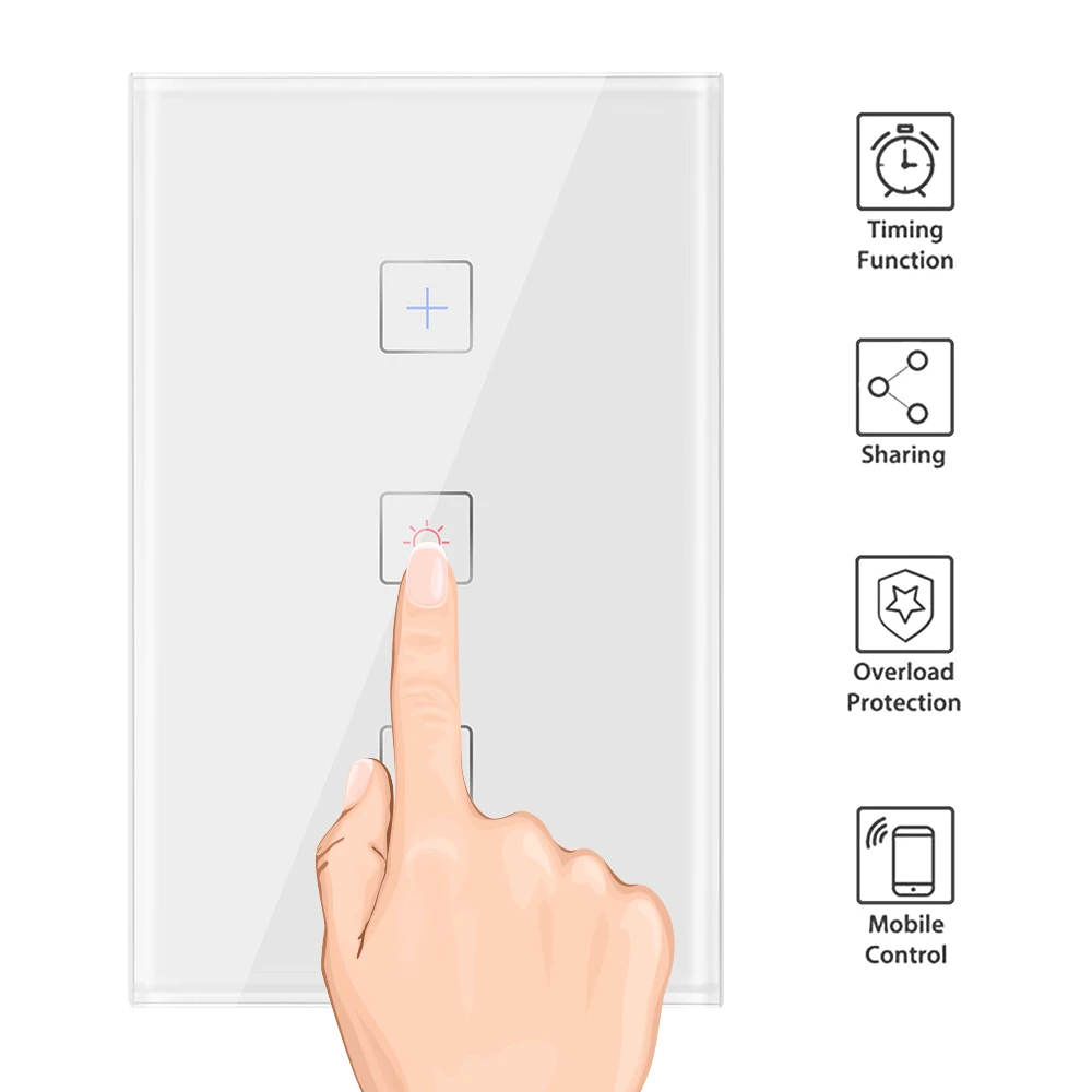 US/EU/UK выключатели со светодиодным индикатором 240V смарт-переключатель Wi-Fi сенсорный Управление Плавная Диммер с шариком, совместимый с Alexa Google домашний помощник