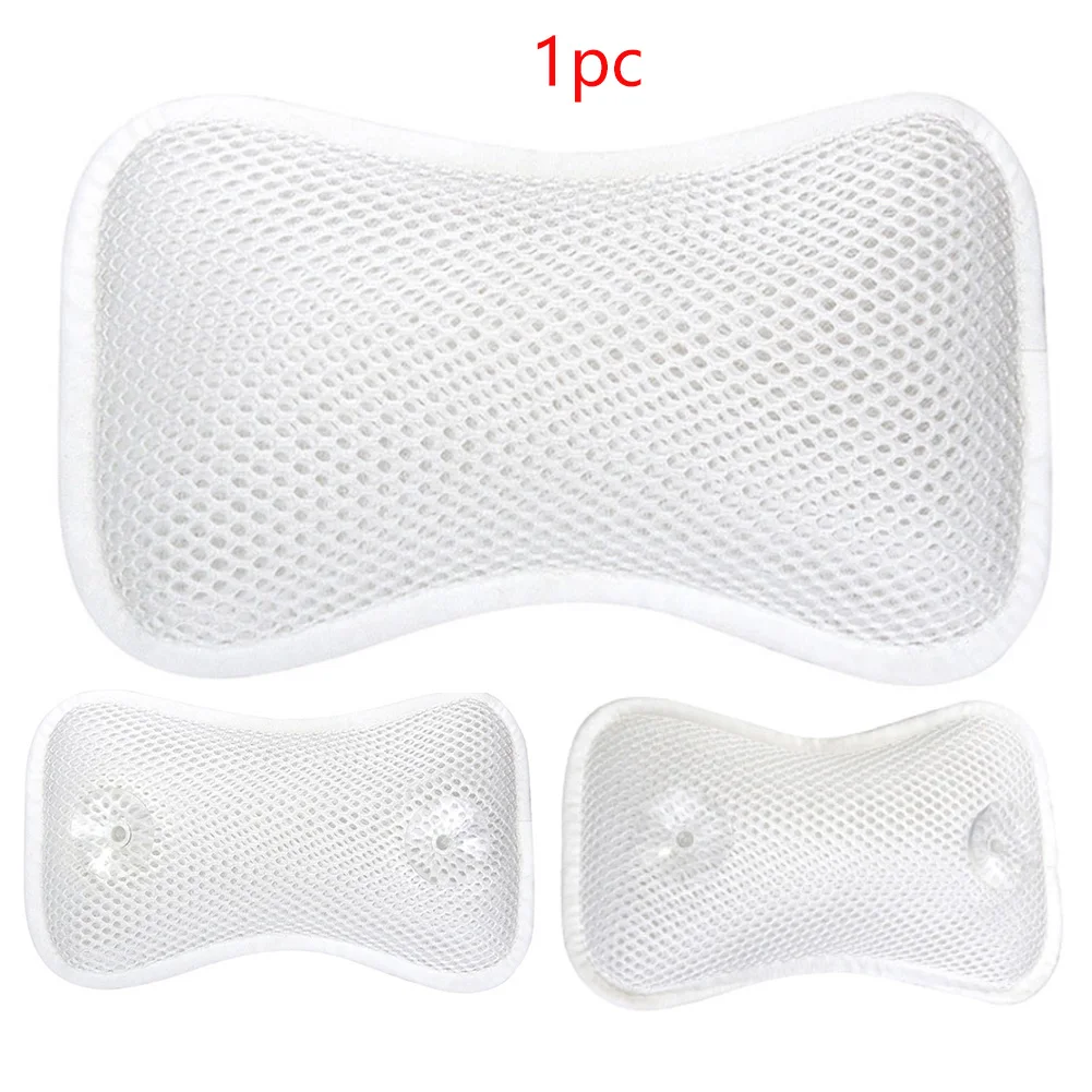 

Suction Cup Breathable Luxurious Bath Pillow Soft Relax Mesh Bone Shape Anti Bacterial Bath Spa Neck Support 3D Bathtub