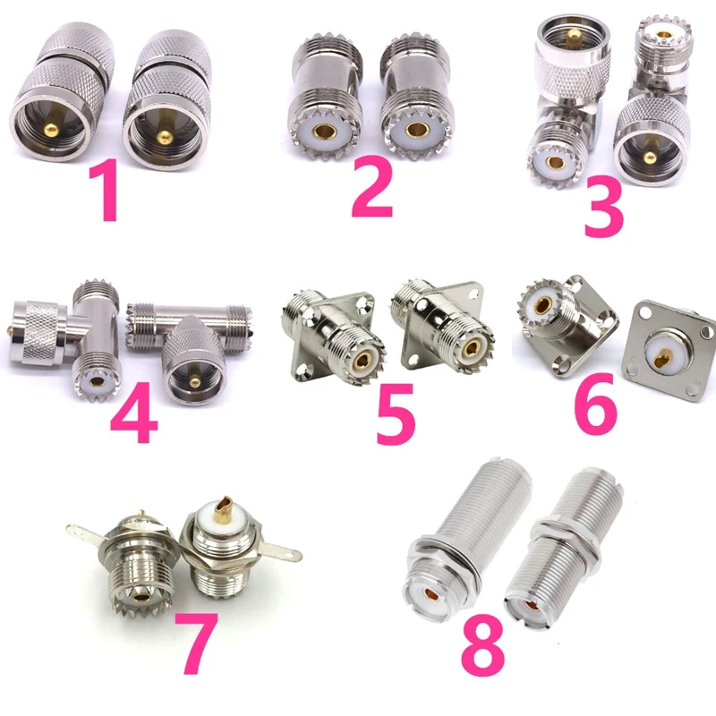 

JX connector 2pcs RF coaxial coax adapter UHF PL259 SO239 to UHF PL259 SO239 type Connector