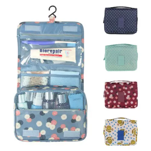

2019 New Women Travel Camping Toiletry Hanging Wash Portable Makeup Cosmetic Bag Double Layer