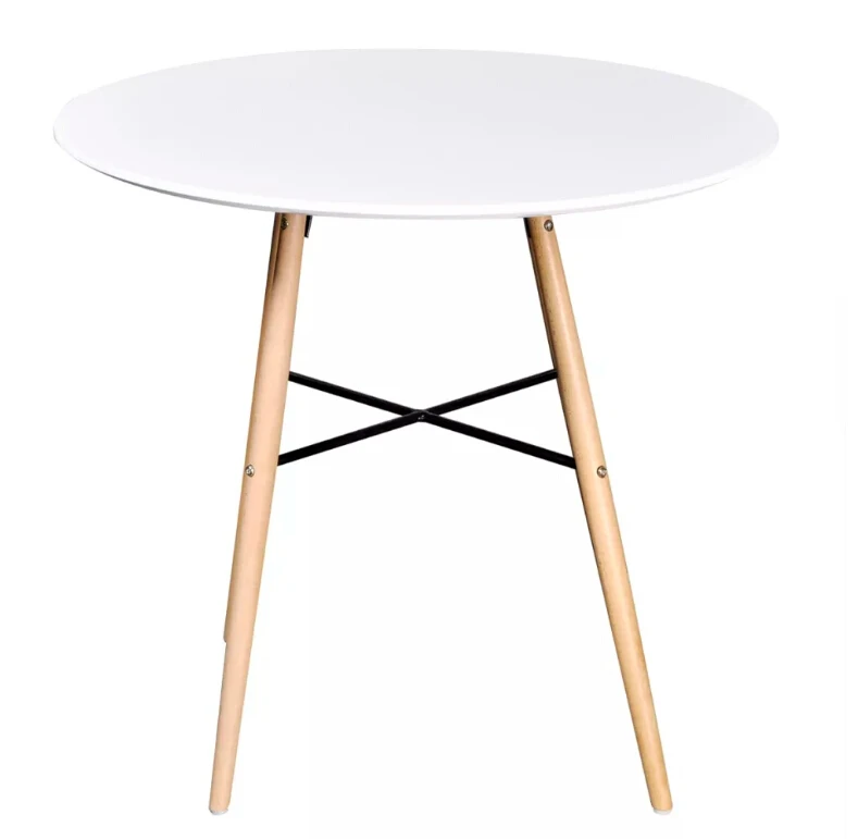 VidaXL عالية الجودة طاولة طعام MDF جولة ماتي الأبيض/الأسود طاولة طعام سهلة لتنظيف بسيط تصميم مكتب مع الخشب الساق