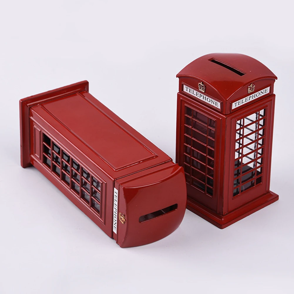 

New British London Telephone Booth Figurine Model Coin Bank Vintage Style Piggy Bank Metal Money Box Metal Coin Box