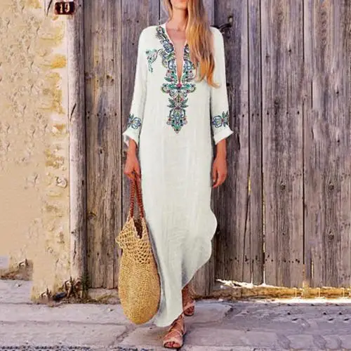 

Women Boho Long Maxi Dresses Ladies Evening Party Holiday Beach Long Dress
