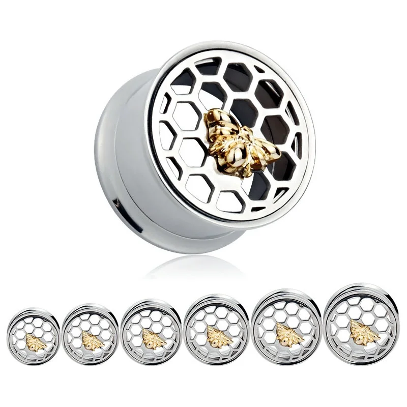 1Pair Stainless Steel Ear Tunnel Ear Reamer Plugs Bee Screw