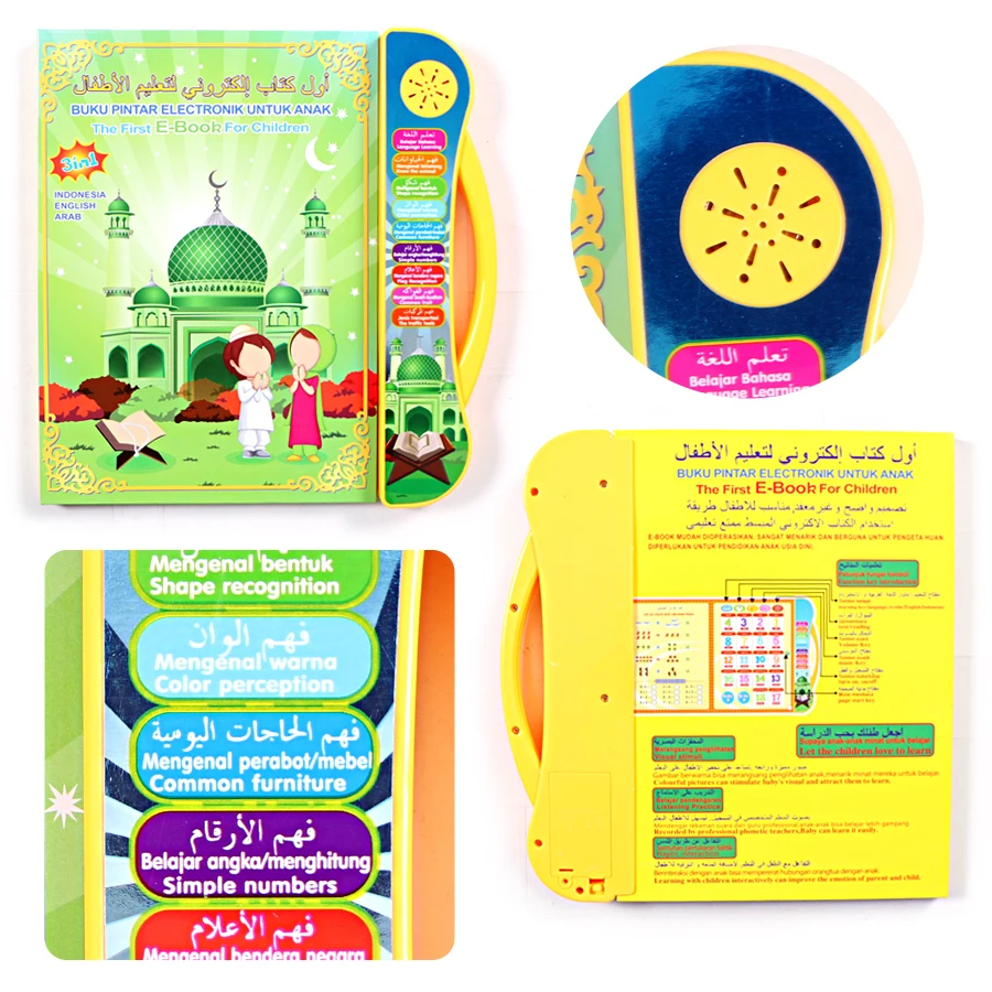 

New The First E-Book For Children 3in1 Arabic Language English and Indonesia Language Reading Book Educational Learning Machine