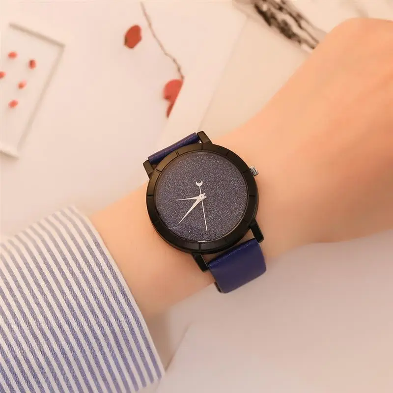 

Fashion Women Minimalist Watch Leather Band Stainless Steel Analog Quartz Wristwatch New Design Dark Blue Watches Relogio