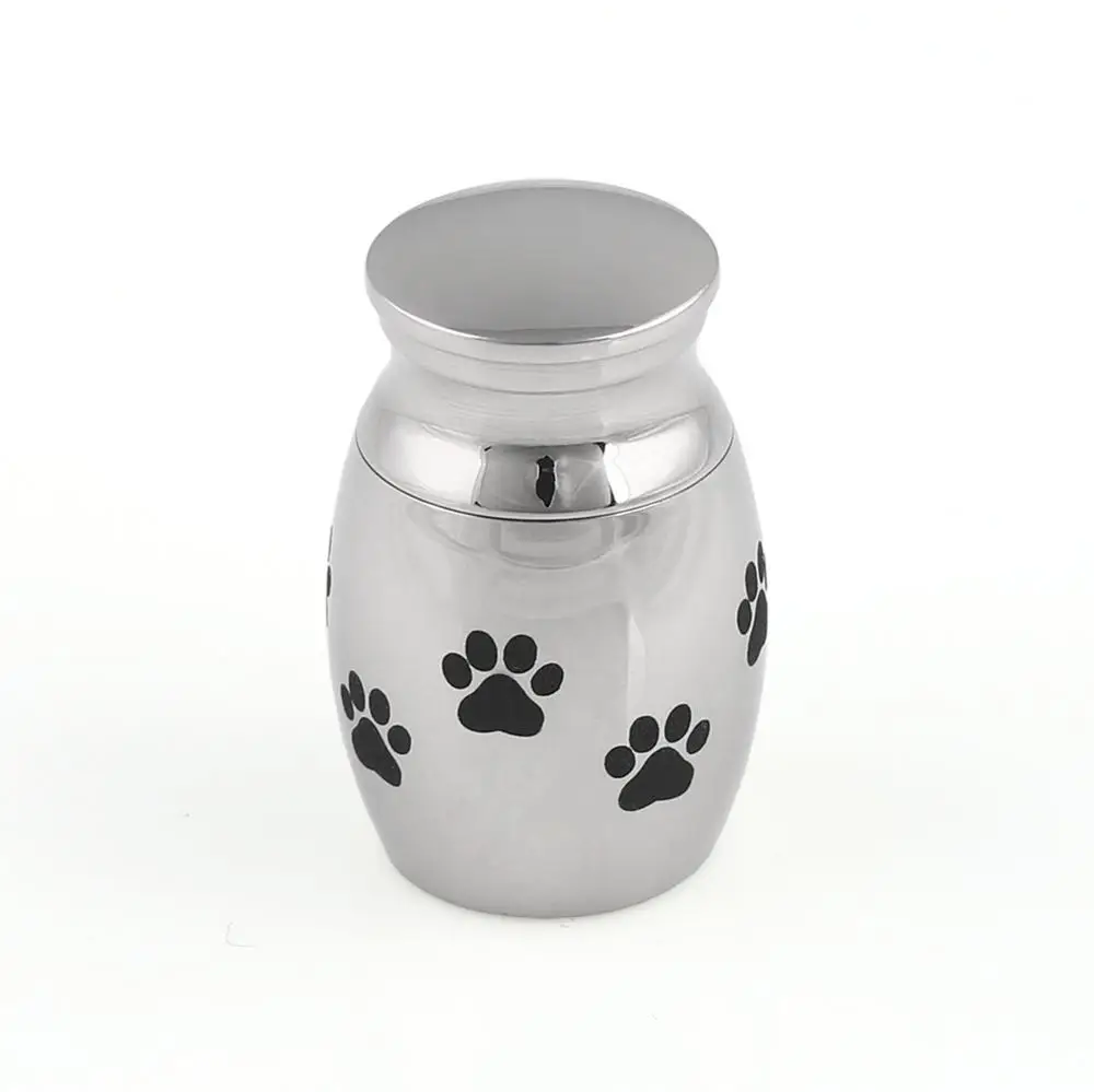 

Mini Pet Urn Cremation Ashes Dog Paws Polished Stainless Steel Keepsake Silver