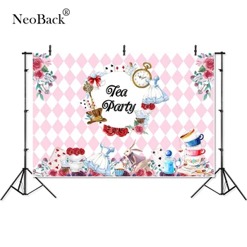 

Thin Vinyl teatime Alice in Wonderland clock teacup children Photography studio Backgrounds professional indoor Photo Backdrops