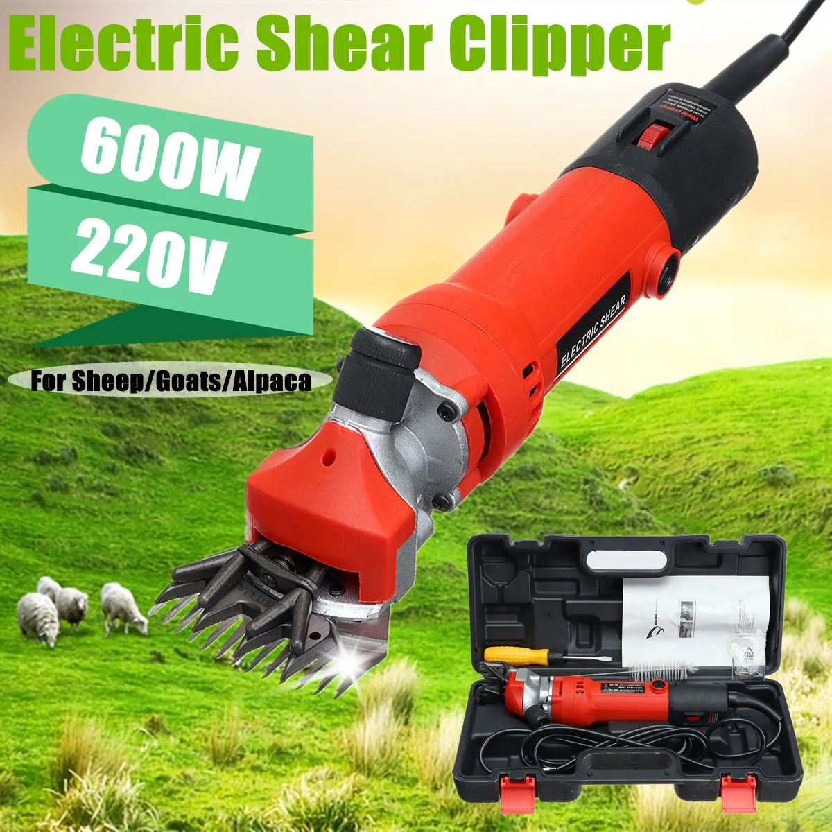 

220V 600W Electric Sheep Shearing Clipper Shears Hair Removal Trimmer EU Plug Light Weight Durable Solid High Speed Powerful
