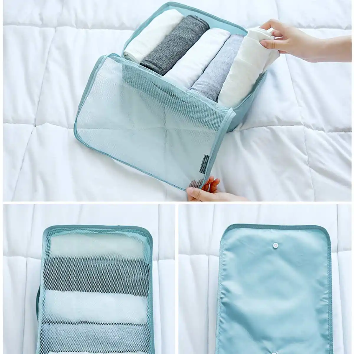 6 قطعة السفر حقيبة التخزين مجموعة للملابس مرتب المنظم خزانة حقيبة الحقيبة السفر المنظم حقيبة حالة الأحذية التعبئة مكعب حقيبة