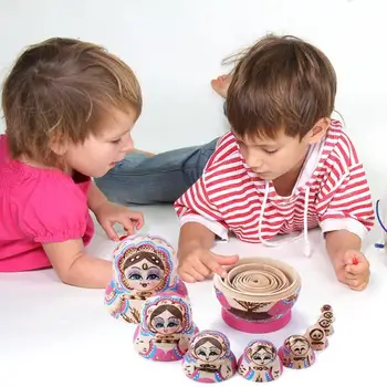 

Matryoshka Doll Novelty Russian Nesting Dolls Wooden Russian Babushka Hand Painted 10 Layer Set 10pcs