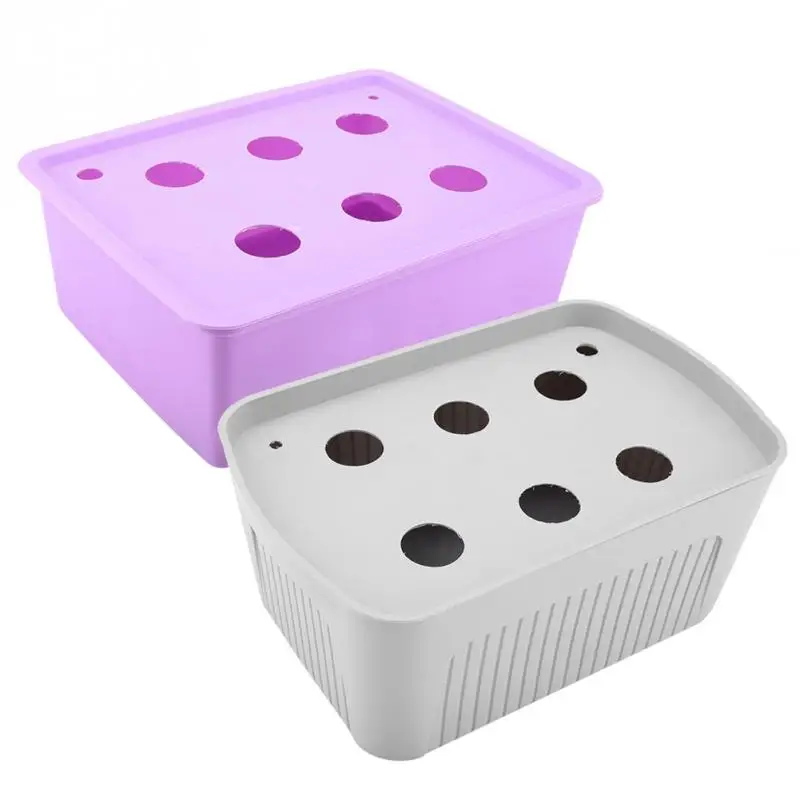 6 Holes Hydroponic System nursery pots Grow Plant Flower Deep Water Soilless Culture Box plant seedling Grow Kit 6 Holes Hydroponic System nursery pots Grow Plant Flower Deep Water Soilless Culture Box plant seedling Grow Kit