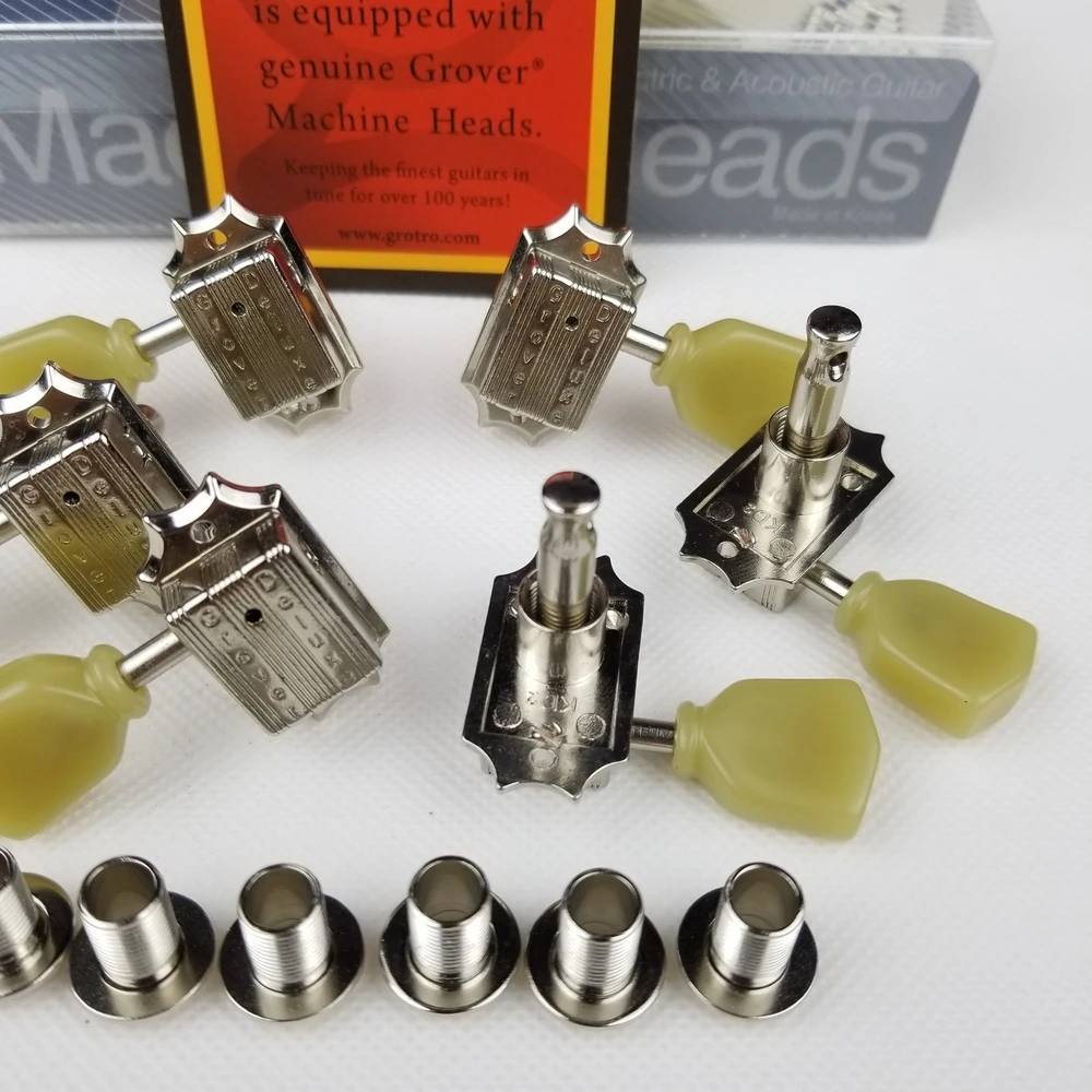Online Echtes Grover Tuning Pegs Deluxe Vintage Stil Gitarre Mechaniken Mechaniken Für 10mm lespaul Gitarre Chrome Silber Made in china