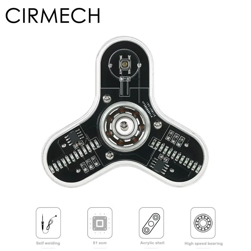 

CIRMECH Three-leaf fingertip gyro kit with Acrylic shell LED Multi-display animation smart fingertip gyroscope DIY suite