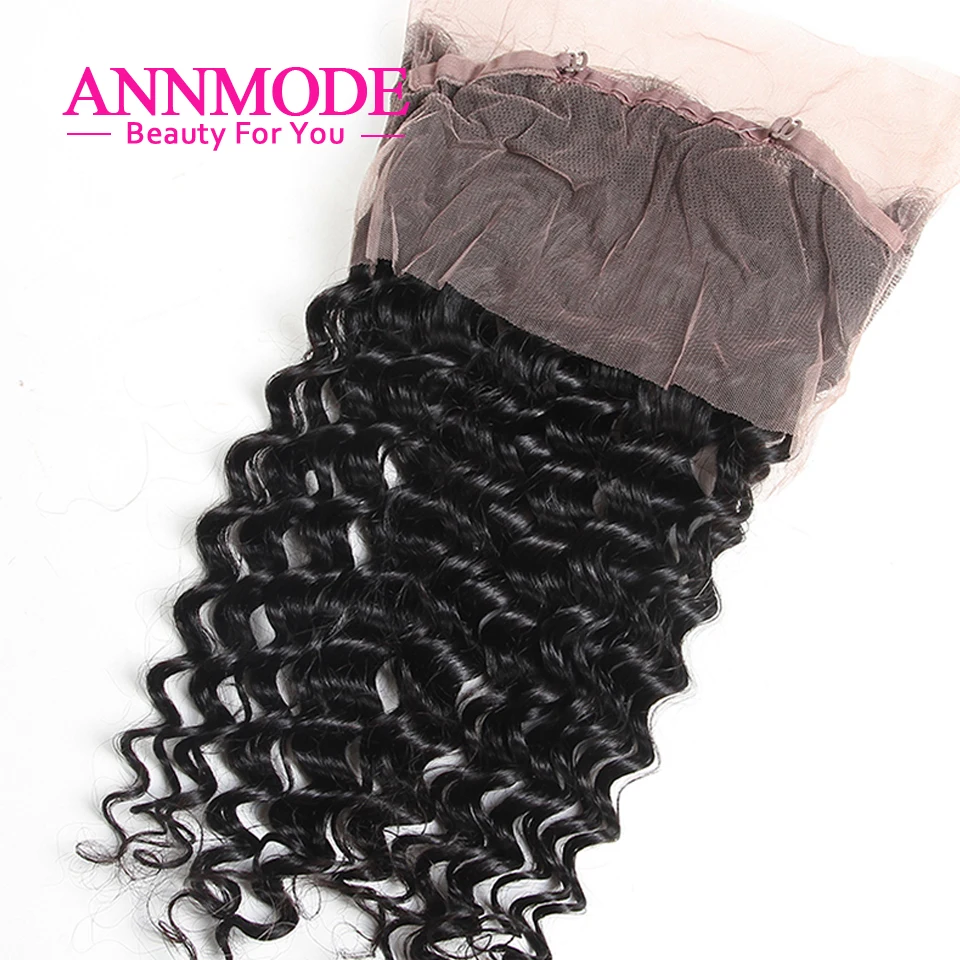 Annmode 360 Lace Frontal Closure Peruvian Deep Wave Hair 100% Human Hair Lace Closure Free Part Non Remy Hair 10-20 inch