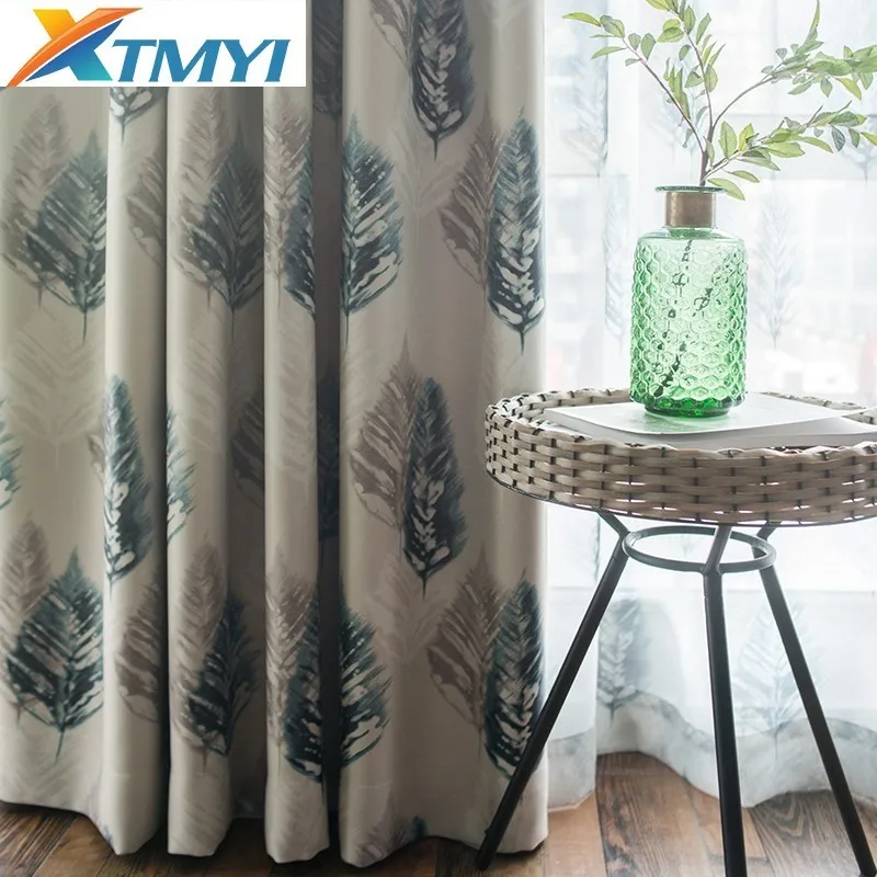

Blackout Curtains For Living Room Peacock Feather Blinds Cotton Linen Drapes For Bedroom Window Shading High Shading Panels