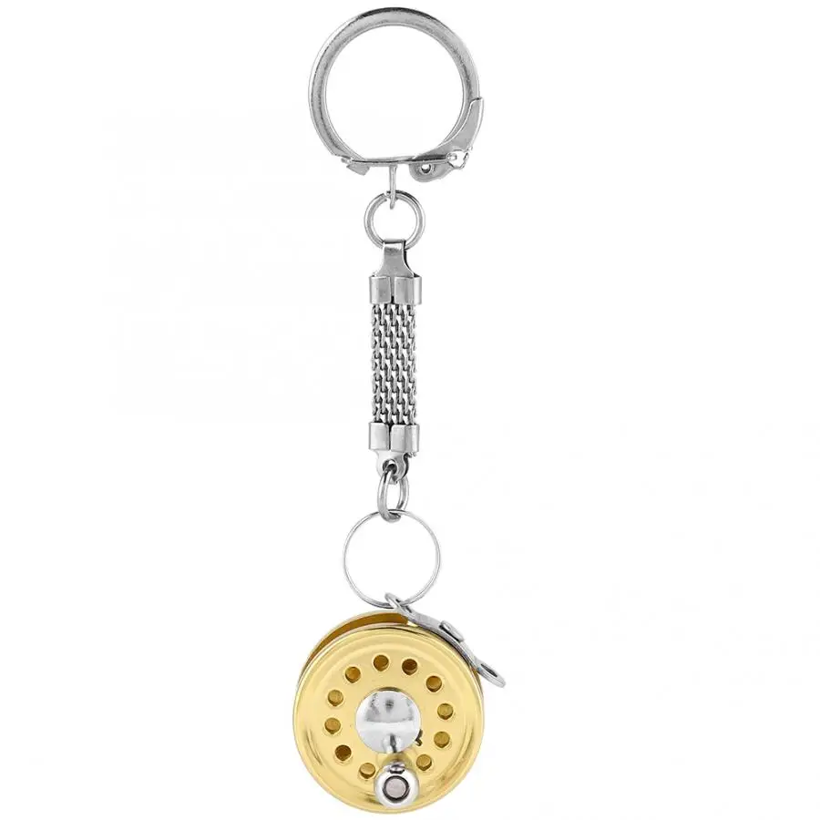 

Baitcasting Reel Mini Fishing Reel Keychain Aluminum alloy Anti-lost Scroll Retractor Chain Fishing Tackle Accessory
