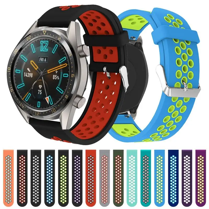 

Silicone Strap For Huawei Watch GT Two-color Round Hole For Huawei Watch Strap Rubber Smart Bracelet Iwatch Band 200mm/95mm
