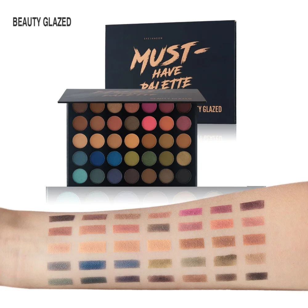 Палитра матовых мерцающих теней BEAUTY GLAZED для макияжа тени фиолетового цвета век