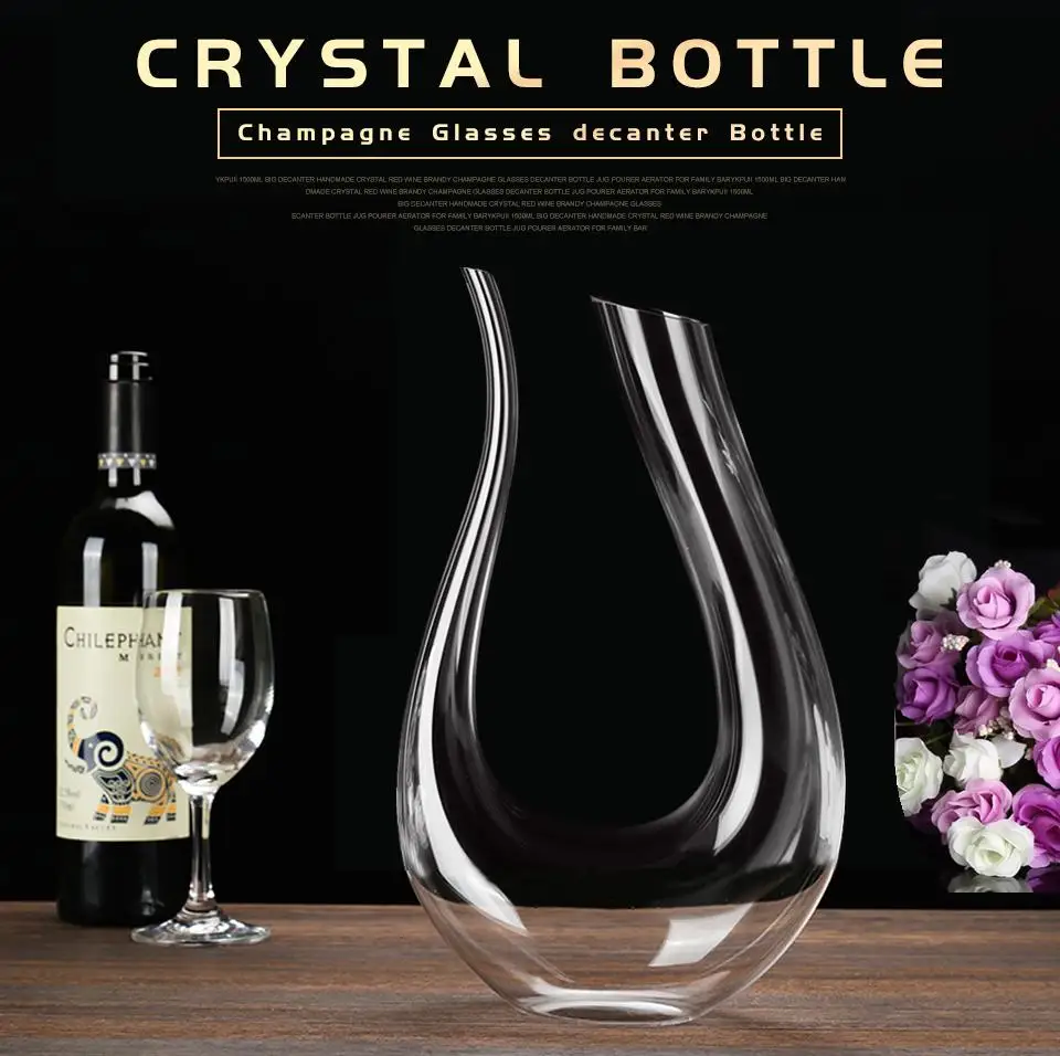 YKPuii 1500 мл Большой Графин ручной работы кристалл красное вино бренди бокалы для шампанского бутылка-декантер кувшин аэратор для семейного бара
