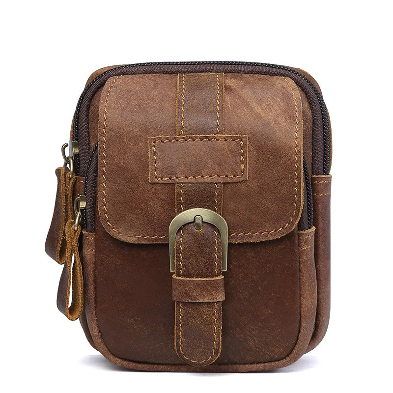  Men Genuine Leather Fanny Waist Bag Cell/Mobile Phone Pocket S713-40 Belt Bum Pouch Pack Vintage Hi