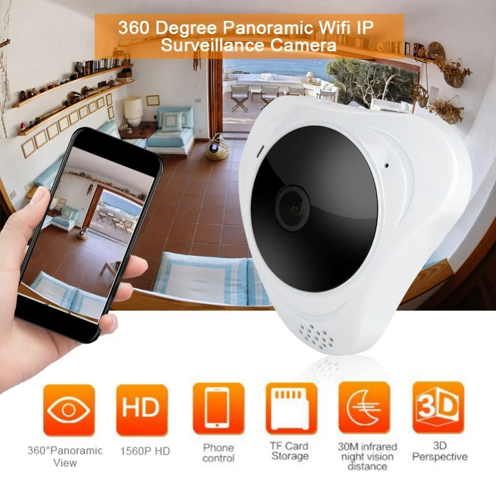 Панорамная камера видеонаблюдения ONVIF Wi Fi IP 360 градусов 1 3 МП беспроводная рыбий