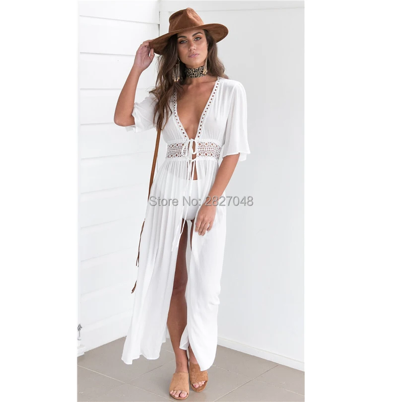 

Bikini Covers-Up Beach Coat Swimsuit Cover-Ups Lace Beachwear Sun Protection Clothes Knitted Bikini Cover-up