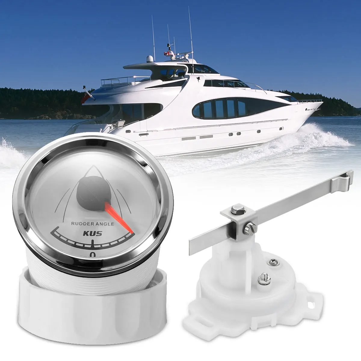 

12V/24V Stainless Steel With Marine/Boat Rudder Sensor R-L KUS Rudder Angle Indicator Gauge Use Moving-magnet Principle 52mm