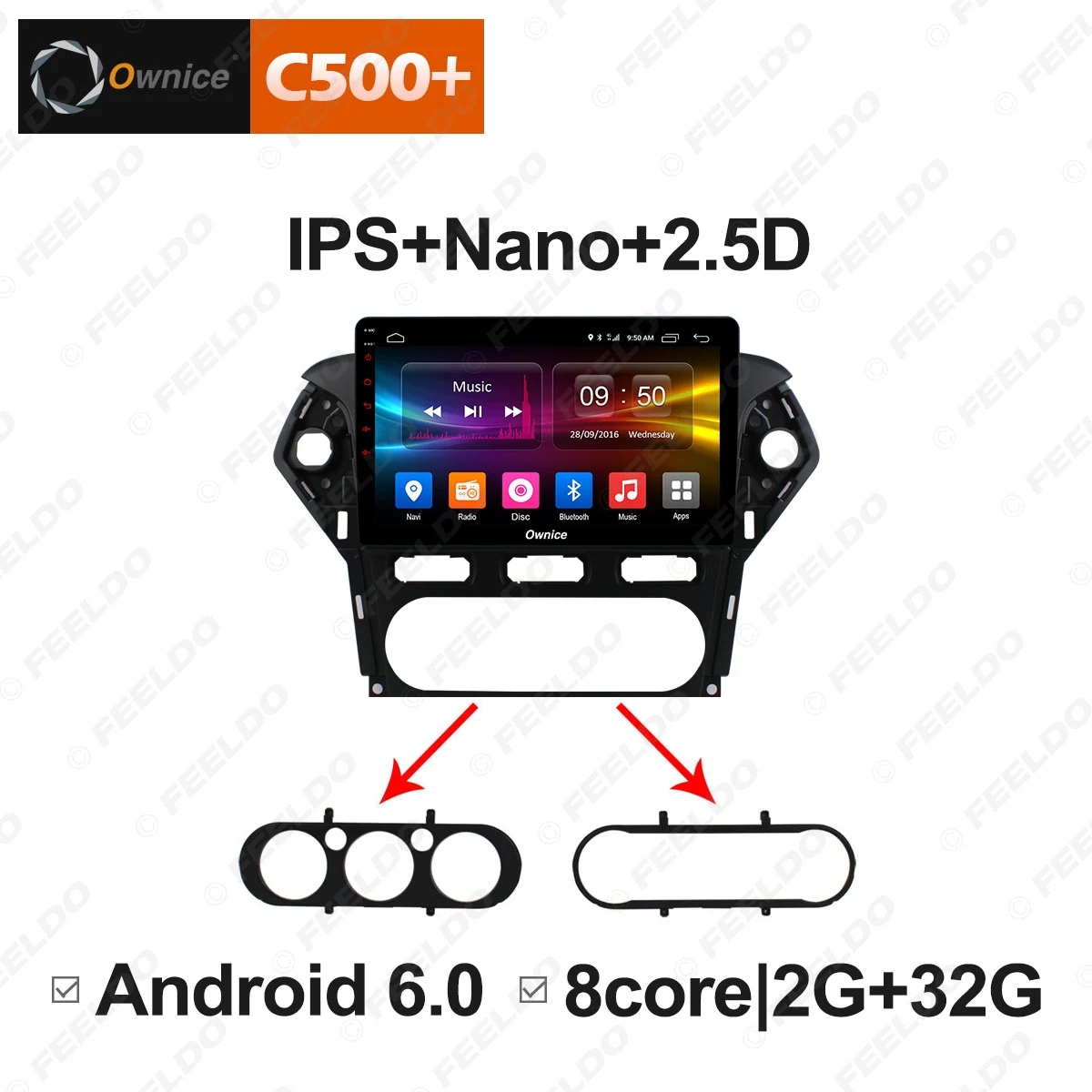 FEELDO 10 1 &quot2.5D Nano IPS экран Android 6 0 Octa Core/DDR3 2G/32G/4G LTE автомобильный медиаплеер для Ford Mondeo