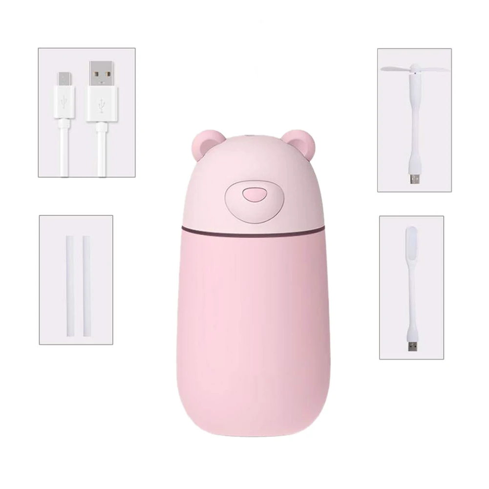 Портативный увлажнитель в форме милого медведя с usb-вентилятором USB свет 3 1 мини