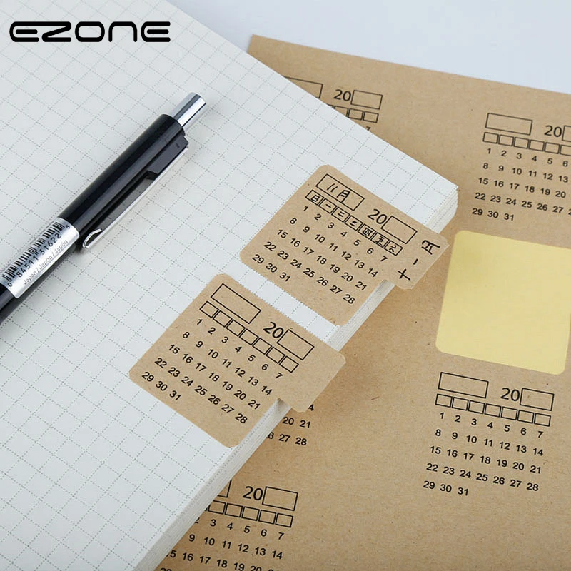 EZONE 2 листа на клейкой основе Φ 2019 крафт бумага ручная работа календарь блокнот
