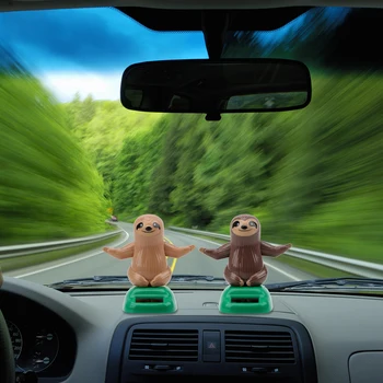 

Cute Sloth Shape Car Ornament Swinging Solar Powered Dancing Toy Dashboard Decoration Car Styling Plastic Auto Accessories