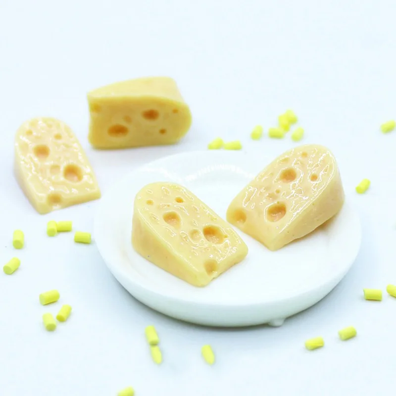 

10pcs Mini Cheeses Dollhouse Simulation Yellow Resin Cheese Slices Kitchen Playing Tops fake cheese Slices model Toys tiny!!
