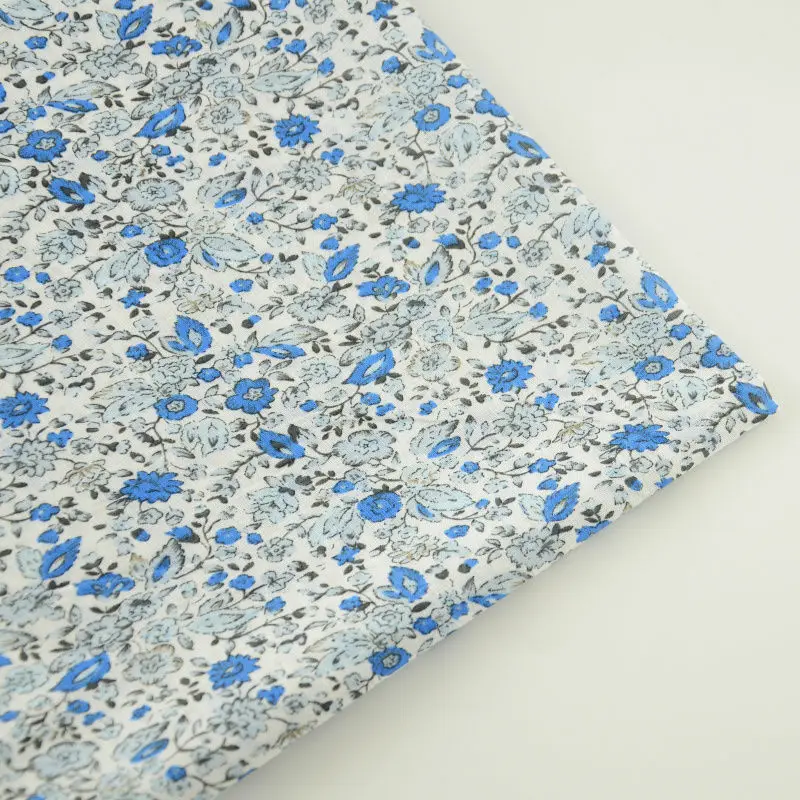 

Cotton Fabric Blue Flowers Designs Patchwork Home Textile Dolls Art Work Plain Fat Quarter Scrapbooking Tecido Sewing Cloth CM