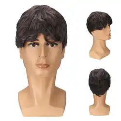 Темно-коричневый современный взрослый Для мужчин красивый парик для парня Мужской короткие волосы салон парикмахерских высокое