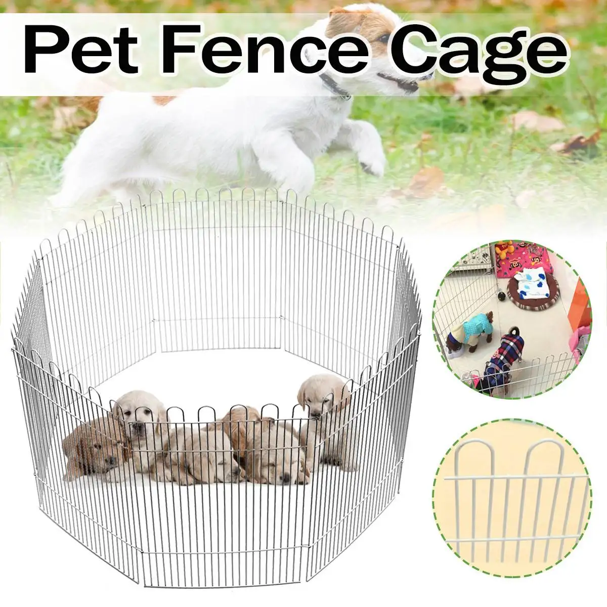 

8 Panel Foldable Pet Dogs Cats Fence Run Playpen for Small Pets Puppy Rabbit Hamster Folding House Cage Play Pen Indoor/Outdoor